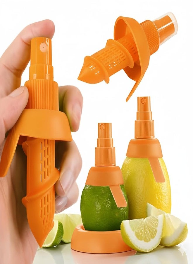 Bexter 3-Piece Citrus Sprayer Set - 2 Lemon & Lime Juice Sprayers with Base Plate - Fresh Fruit Extractor for Salads, Seafood, Veggies & Cocktails (Orange) - Image 1
